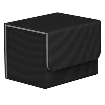 PU Leather Card Slotted Storage Box Container, Card Case Black Horizontal