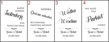 Zawieszki na Wódkę Weselną złote lustrzane - 4 sztuki w 1 komplecie