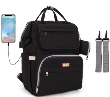 РЮКЗАК LEQUEEN ДОРОЖНАЯ СУМКА УДОБНЫЙ ОРГАНАЙЗЕР ДЛЯ КОЛЯСКИ ДЛЯ МАТЕРИ USB 5в1