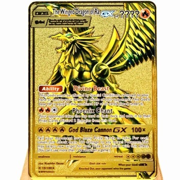 POKEMON GOLD METAL ZŁOTA KARTA METALOWA POWER DRAGON RA GX HP???? SUPER MOC