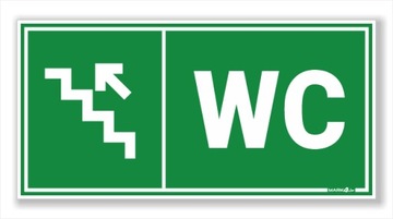 WC na górze w lewo - BHP duża Naklejka ODBLASKOWA