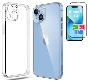 ETUI do IPHONE 13 CLEAR CASE WZMACNIANE 360° ochrona aparatu + SZKŁO 5D