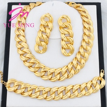 Geometric Irregularity Long Chains Metal Necklace Earrings Bracelet Women