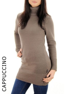 021 LAEMI-PL DŁUGI CIEPŁY SWETER GOLF CZARNY