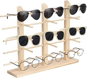Drewniany stojak na okulary na 15 par Organizer Naturalne Drewno