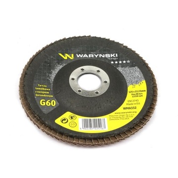 Tarcza do szlifierki 125 mm lamelkowa z elektrokorundem GR60 10szt Waryński