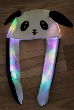 CZAPKA PLUSZOWA KIGURUMI USZY RUCHOME LED PANDA