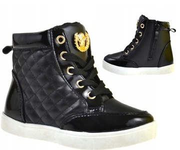 HIT Kids LAKIER Botki SUWAK SNEAKERS Czarne r26
