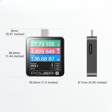 Портативный тестер порта USB C QC5.0 PD3.1 ChargerLAB Power-Z KM003C