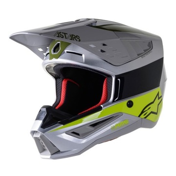 Kask cross,enduro ALPINESTARS S-M5 BOND SILVER/FLUO YELLOW GREEN M