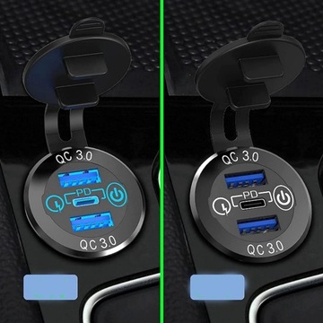 БЫСТРОЕ АВТОМОБИЛЬНОЕ ЗАРЯДНОЕ УСТРОЙСТВО АВТОМОБИЛЬНЫЙ БЛОК ПИТАНИЯ 2X USB TYPE-C PD QC 3.0