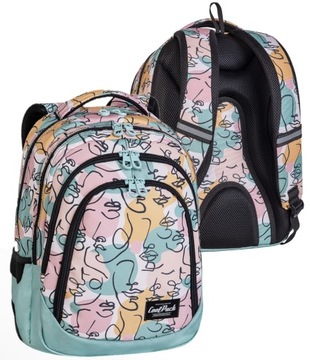 Plecak coolpack młodzieżowy art twarze szkolny czterokomorowy + plan