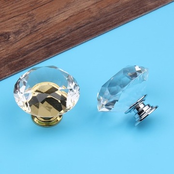 МЕБЕЛЬНАЯ РУЧКА КРИСТАЛЛ, бриллиант 40 мм, ЗОЛОТО