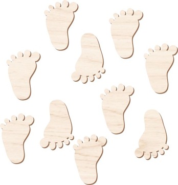 Stópki scrapki ze sklejki drewniane dekory ozdoby 10 sztuk stopy 2,5 cm