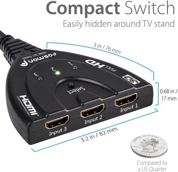 3X HDMI Splitter 1080p переключатель