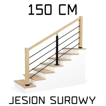 Balustrada barierka drewniana metalowa 1,5m skośna