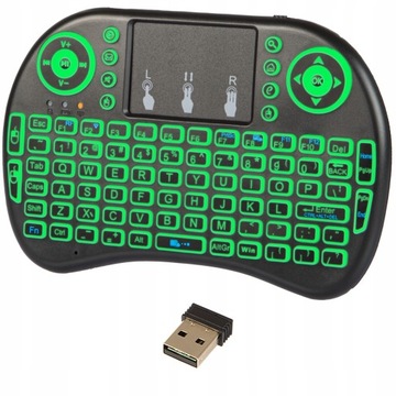 PODŚWIETLANA MINI KLAWIATURA BEZPRZEWODOWA SMART TV TOUCHPAD USB 2.4GHz
