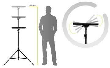 МУЛЬТИМЕДИЙНЫЙ ШТАТИВ С полкой ДЛЯ НОУТБУКА 10 кг 180 см Регулируемый Складной