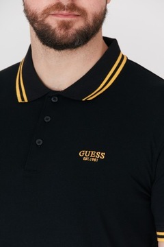 GUESS Czarna koszulka polo z wyszywanym logo r S