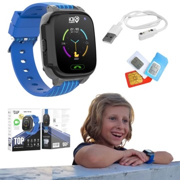 PREZENT ZEGAREK SMARTWATCH DLA DZIECKA KiDiZ Top niebieski + GRATIS