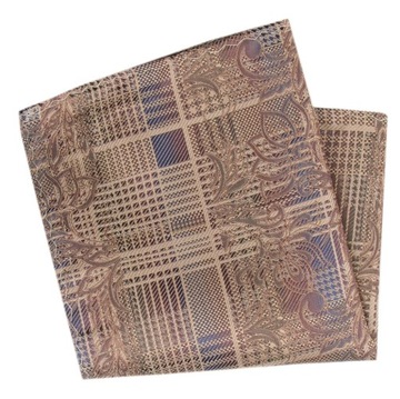 Elegancka Poszetka Męska - Alties - Beżowa w Duży Wzór