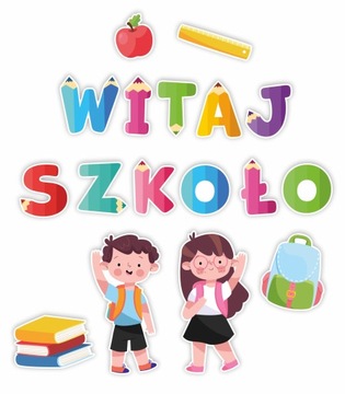 DEKORACJA SZKOLNA NA GAZETKĘ NOWY ROK SZKOLNY - WITAJ SZKOŁO (17 ELEMENTÓW)