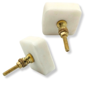 МЕБЕЛЬНЫЕ РУЧКИ МРАМОРНЫЕ КВАДРАТНЫЕ, БЕЛЫЕ, 2 ШТ.