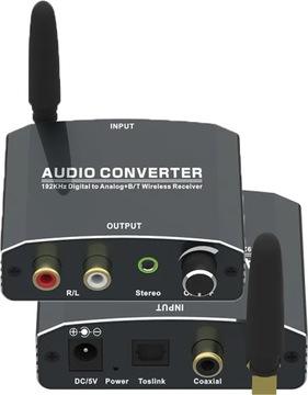 Konwerter dźwięku cyfrowego na analogowy 192 KHZ Toslink Coaxial Bluetooth