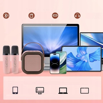 Набор для караоке со светодиодной подсветкой Bluetooth, 2 микрофона + динамик для детей