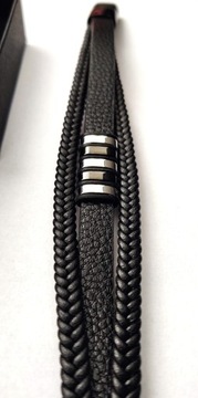 Мужской браслет ТРОЙНАЯ РЕГУЛИРОВКА Черный магнит Универсальная застежка