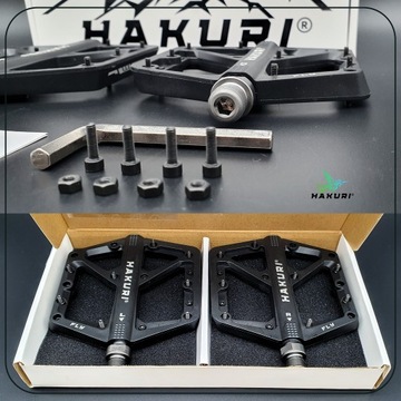 Pedały platformowe rowerowe mocne FLY-RIDE MTB ENDURO lekkie czarne nylon