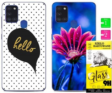 2x ETUI FOTO Case OBUDOWA Pokrowiec WZORY + SZKŁO do Samsung Galaxy A21S