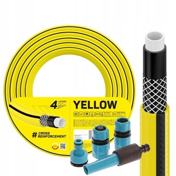 WĄŻ OGRODOWY YELLOW 4 warst 20bar 1/2 30m +złączki