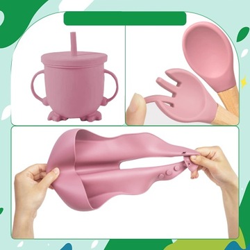 ДЕТСКИЙ ОБЕДОВОЙ НАБОР 8в1 ДЛЯ ЕДЫ И ПИТЬЯ БЕЗОПАСНЫЙ СИЛИКОН