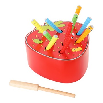 ДЕРЕВЯННАЯ КЛУБНИЧНАЯ ИГРА ПОЙМАЙТЕ ЧЕРВЯ УДОЧКОЙ