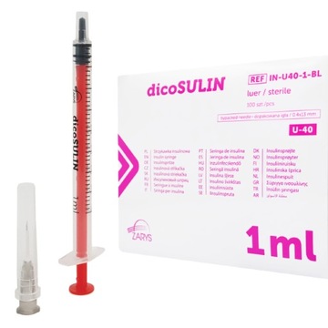 Strzykawki insulinowe 1ml dicoSULIN U-40 0,40 mm x 13 mm