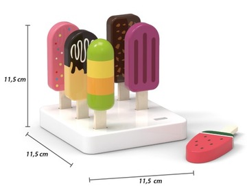 НАБОР ДЕРЕВЯННОГО МОРОЖЕНОГО НА ПАЛОЧКАХ ПОДСТАВКА VIGA, РАЗНОЦВЕТНАЯ ПОДСТАВКА, 6 ШТ.