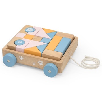 VIGA PolarB НАБОР ДЕРЕВЯННЫХ БЛОКОВ ПАСТЕВЫХ С ТЕЛЕЖКОЙ