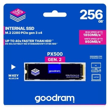 DYSK SSD GOODRAM PX500 256 GB M.2 NVMe 2280 PCIe laptop komputer PC
