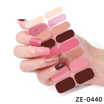 16 szt. naklejek żelowych na paznokcie z pilnikiem do paznokci Manicure Nail Art Decor w pełnym stylu B