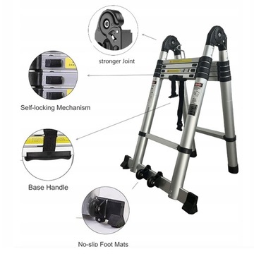 ДВОЙНАЯ ТЕЛЕСКОПИЧЕСКАЯ ЛЕСТНИЦА 5,8 М, АЛЮМИНИЕВАЯ, РАСШИРЯЕМАЯ, СКЛАДНАЯ, ПОРТАТИВНАЯ