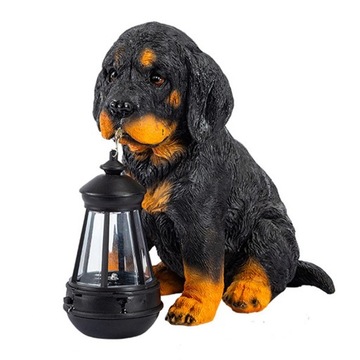 Figurka psa z żywicy Solar LED, ozdoba ogrodowa