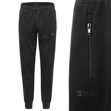 SPODNIE DRESOWE męskie długie sportowe HUNTER czarne XL Pako Jeans