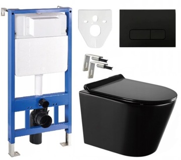 MEXEN ZESTAW WC STELAŻ FENIX MISKA RICO CZARNA MAT