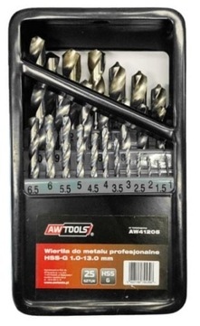 Wiertła do metalu AW TOOLS AW41205 25szt 1,0-13mm