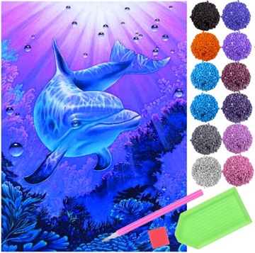 Haft Diamentowy DELFINY Diamond Painting ZESTAW 5D