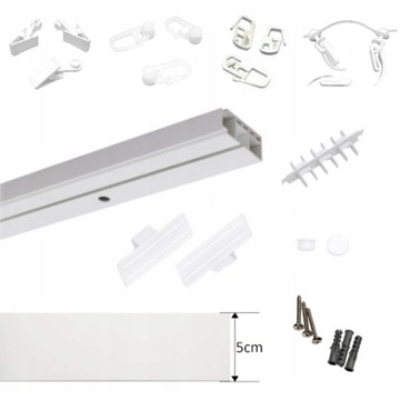 Одинарный потолочный рельс из ПВХ с крышкой, потолочный карниз с крышкой из KPL