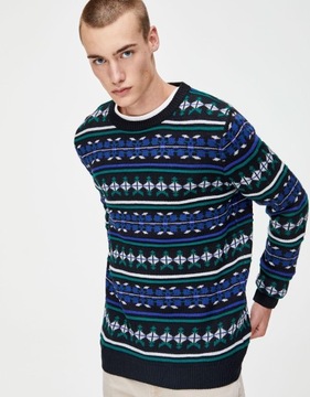 PULL & BEAR SWETER WZÓR RETRO 7JT XXJ__XS