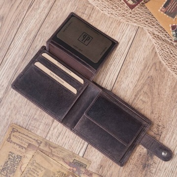 Portfel Męski PAOLO PERUZZI skórzany, tanie portfele młodzieżowe RFID