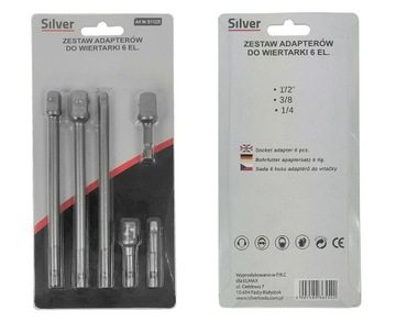 ПЕРЕХОДНИК ДЛЯ ШЕСТИГРАННЫХ НАКОНЕЧНИКОВ 1/4 3/8 1/2 6 шт.